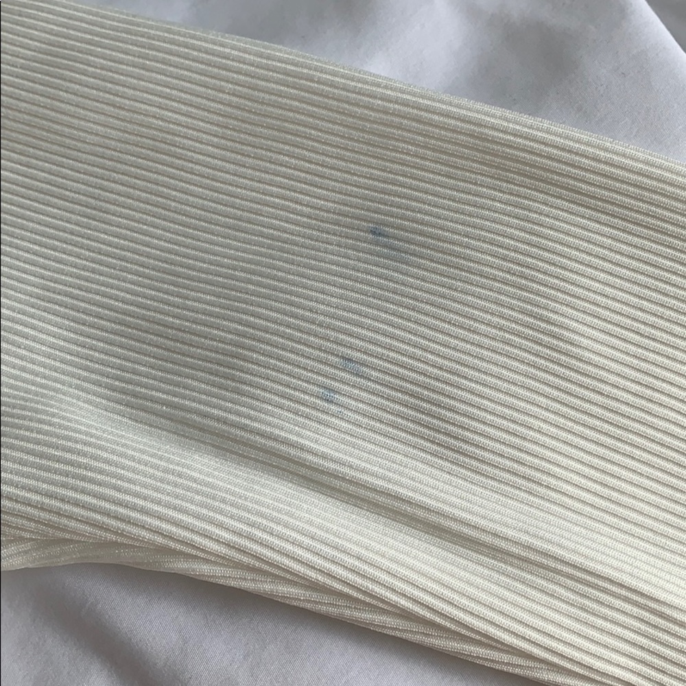 🛍 White Ribbed Long Sleeve Ruched Bodycon Dress - Picture 5 of 7